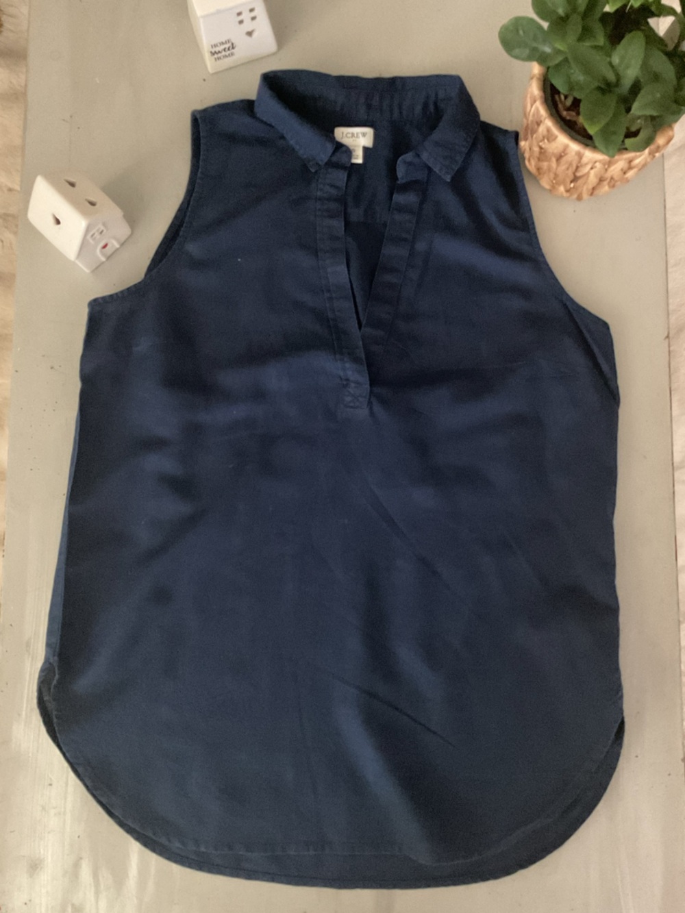 J. Crew Navy V-Neck Sleeveless Tank
